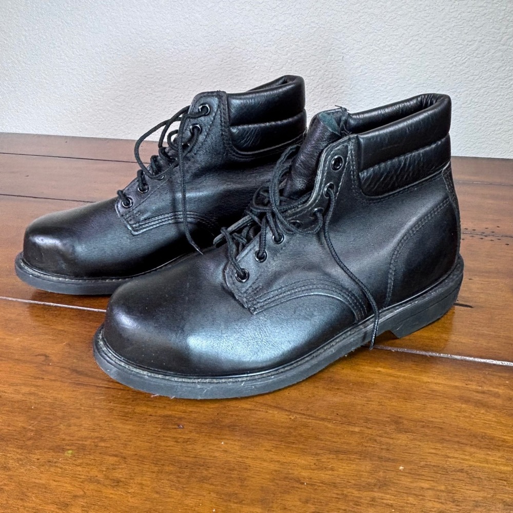 Bates Work Boots Mens 8M Black Steel Toe Leather Vibram‎ Sole Tactical Safety